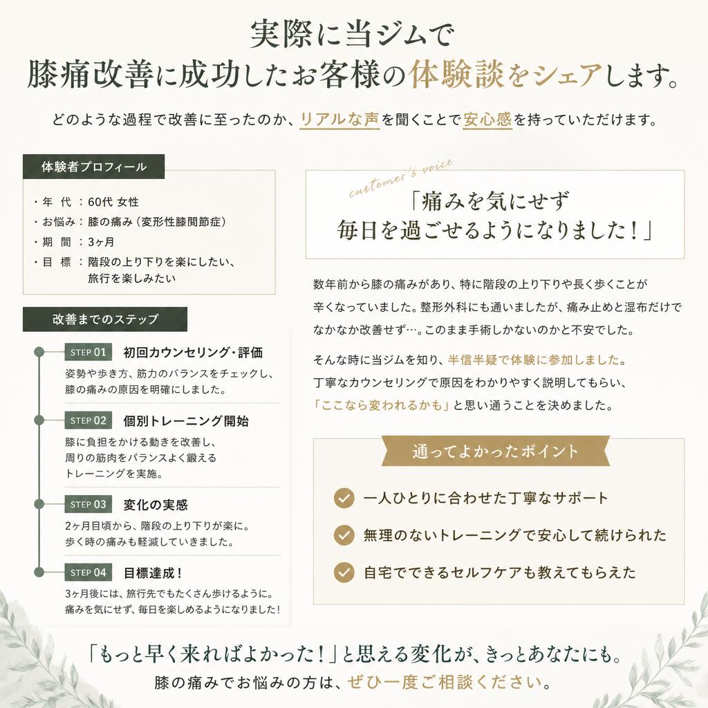 体験談：膝痛が改善した実際の声