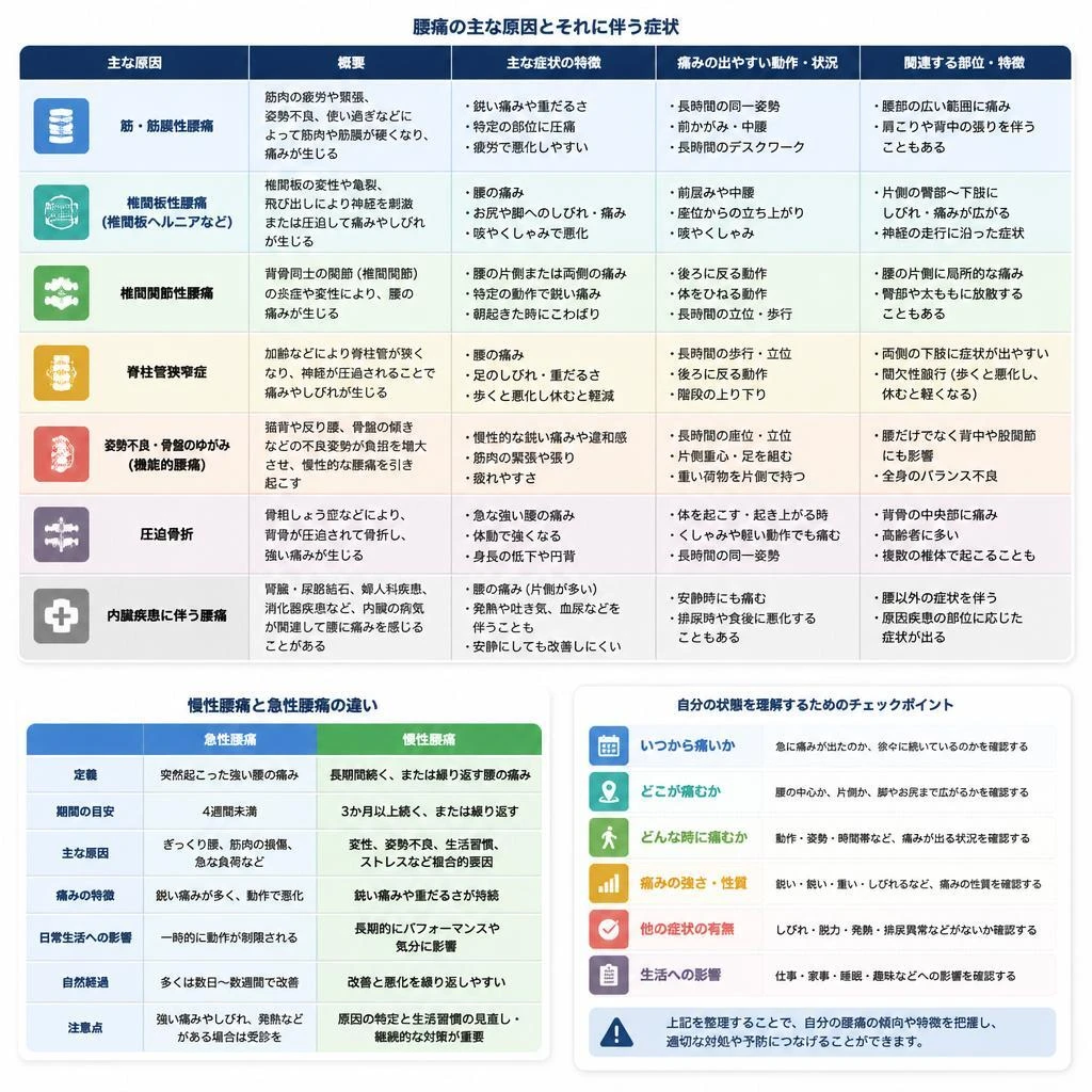 腰痛トップの原因とその症状